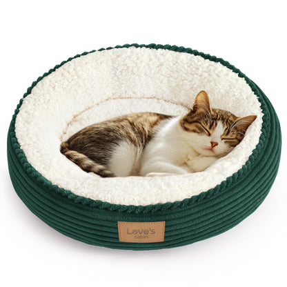 Round Donut Pet Bed with Washable Plush Cushion