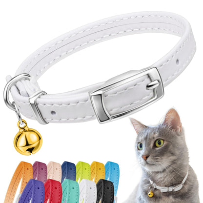 Leather Cat Collar with Bell