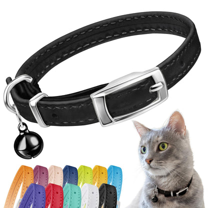 Leather Cat Collar with Bell