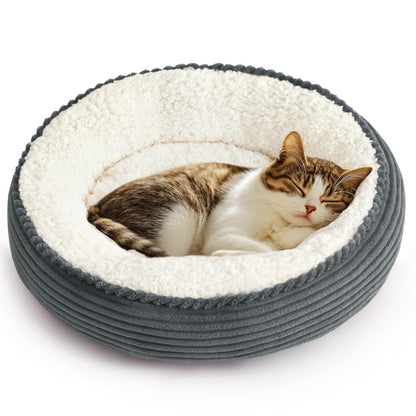 Round Donut Pet Bed with Washable Plush Cushion