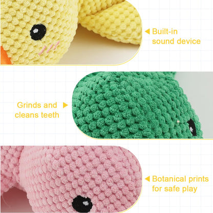 Squeaky Plush Duck Dog Toy with Built-In Sound
