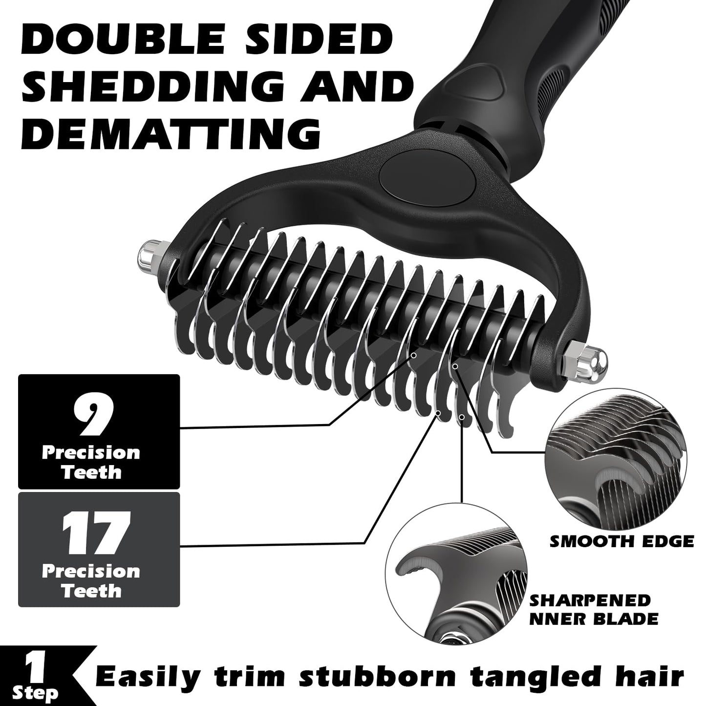 3-Piece Pet Grooming Brush & Deshedding Comb Set