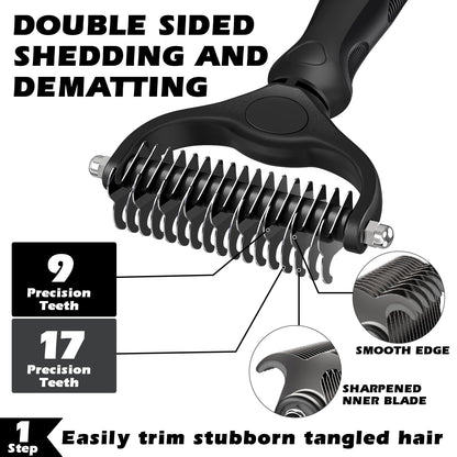3-Piece Pet Grooming Brush & Deshedding Comb Set