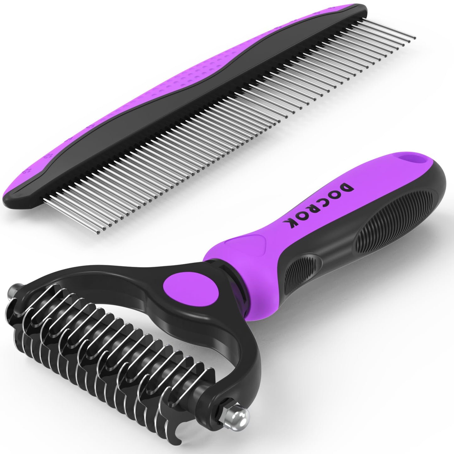 Pet Grooming Brush & Metal Comb Set for Dogs & Cats