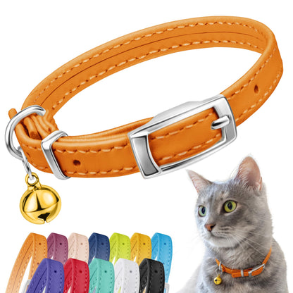 Leather Cat Collar with Bell