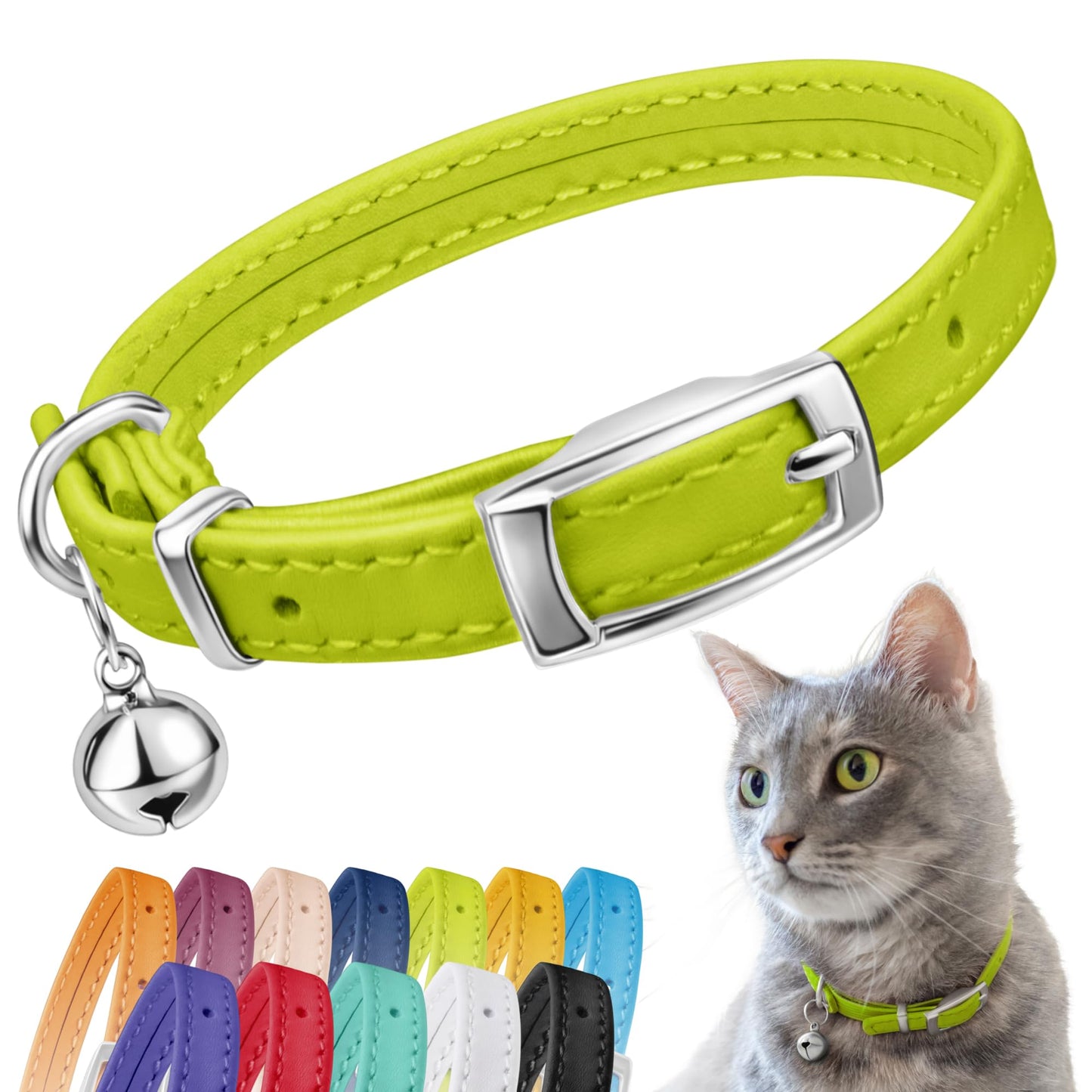 Leather Cat Collar with Bell