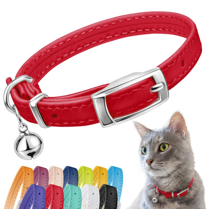 Leather Cat Collar with Bell