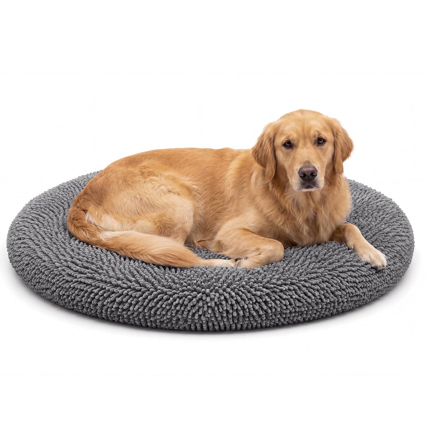 Soft Chenille Round Dog Bed for Large Dogs
