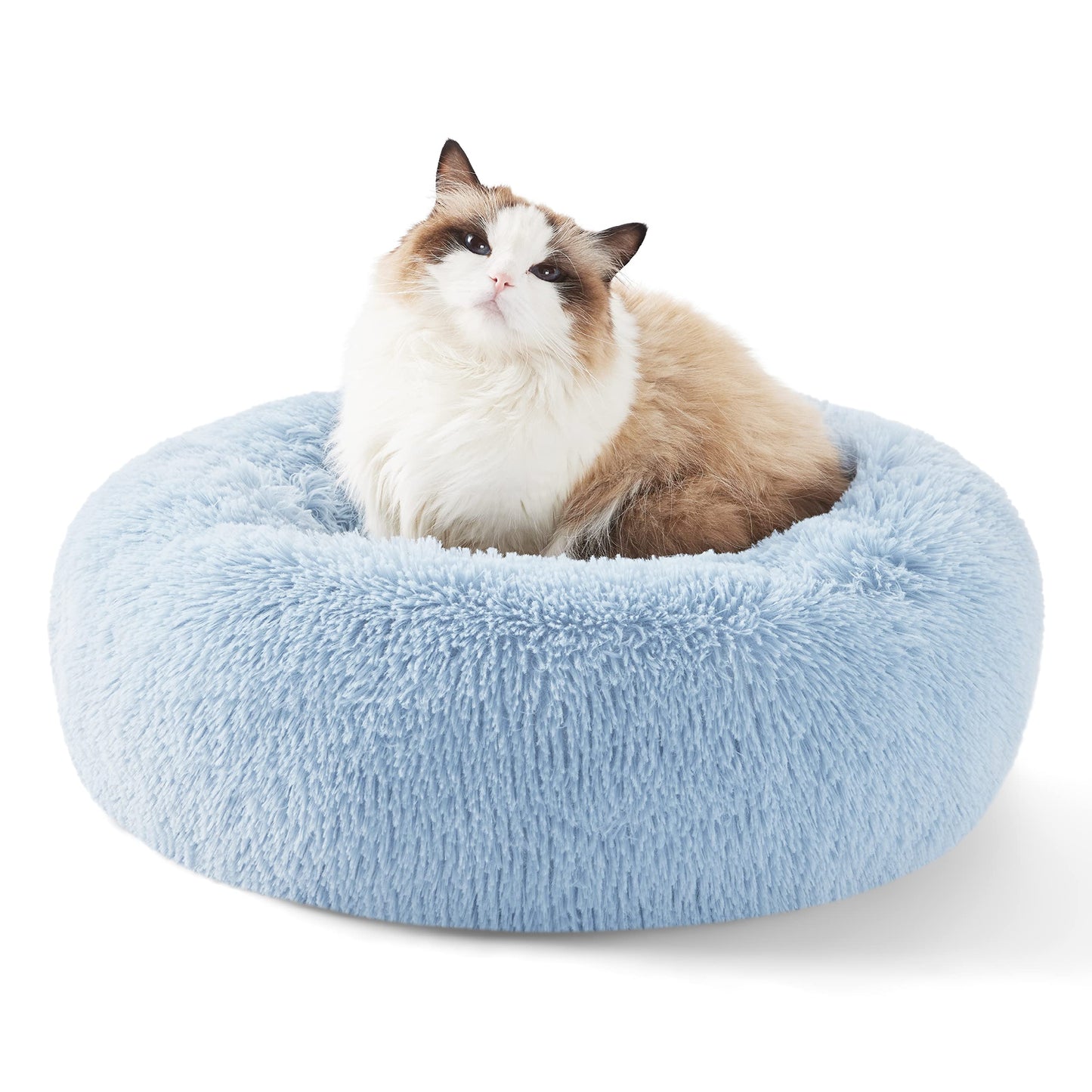 Calming Donut Dog Bed with Washable Faux Fur