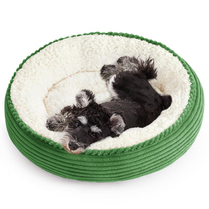 Round Donut Pet Bed with Washable Plush Cushion