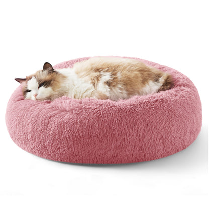 Calming Donut Dog Bed with Washable Faux Fur