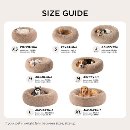 Calming Donut Dog Bed with Washable Faux Fur