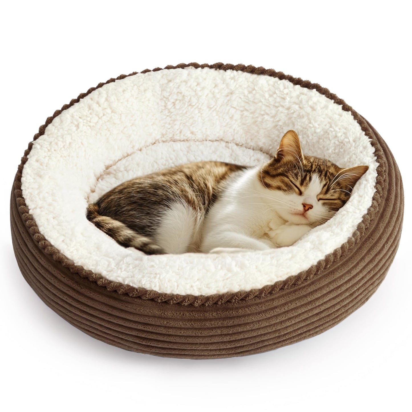 Round Donut Pet Bed with Washable Plush Cushion
