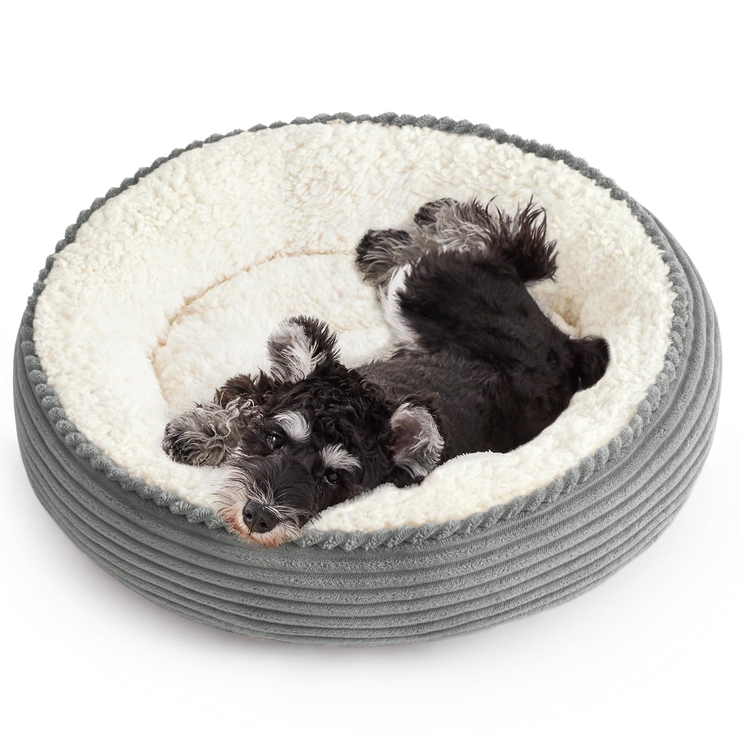 Round Donut Pet Bed with Washable Plush Cushion