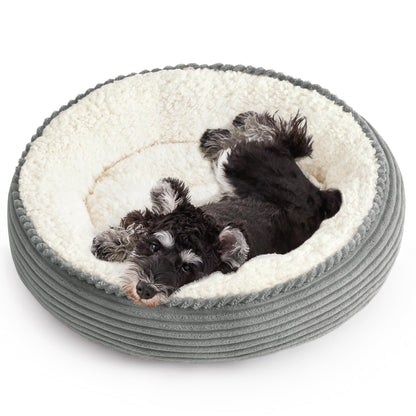 Round Donut Pet Bed with Washable Plush Cushion