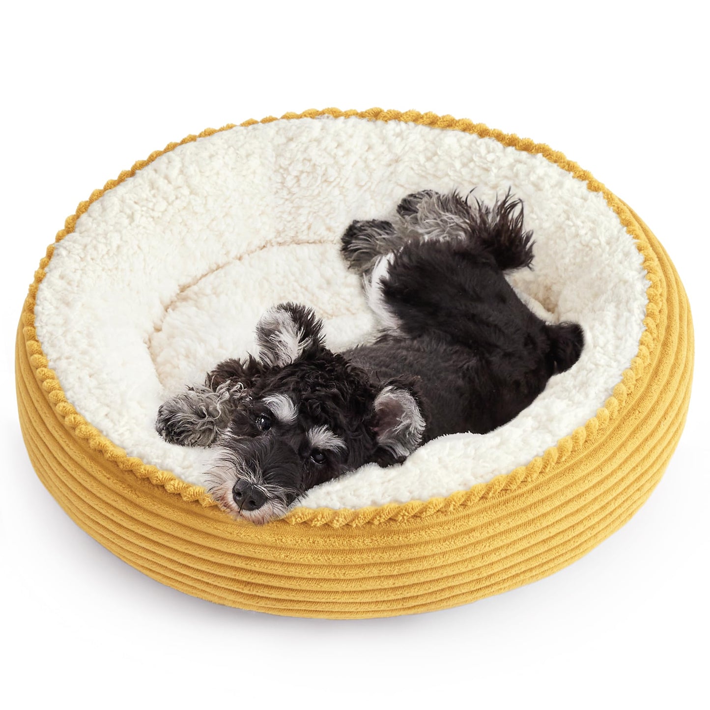 Round Donut Pet Bed with Washable Plush Cushion
