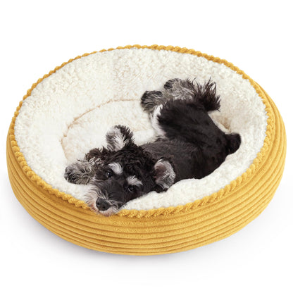 Round Donut Pet Bed with Washable Plush Cushion