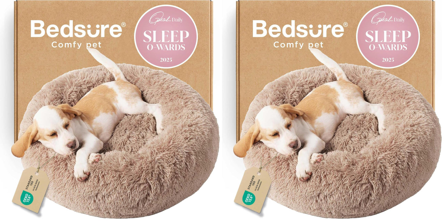 Calming Donut Dog Bed with Washable Faux Fur