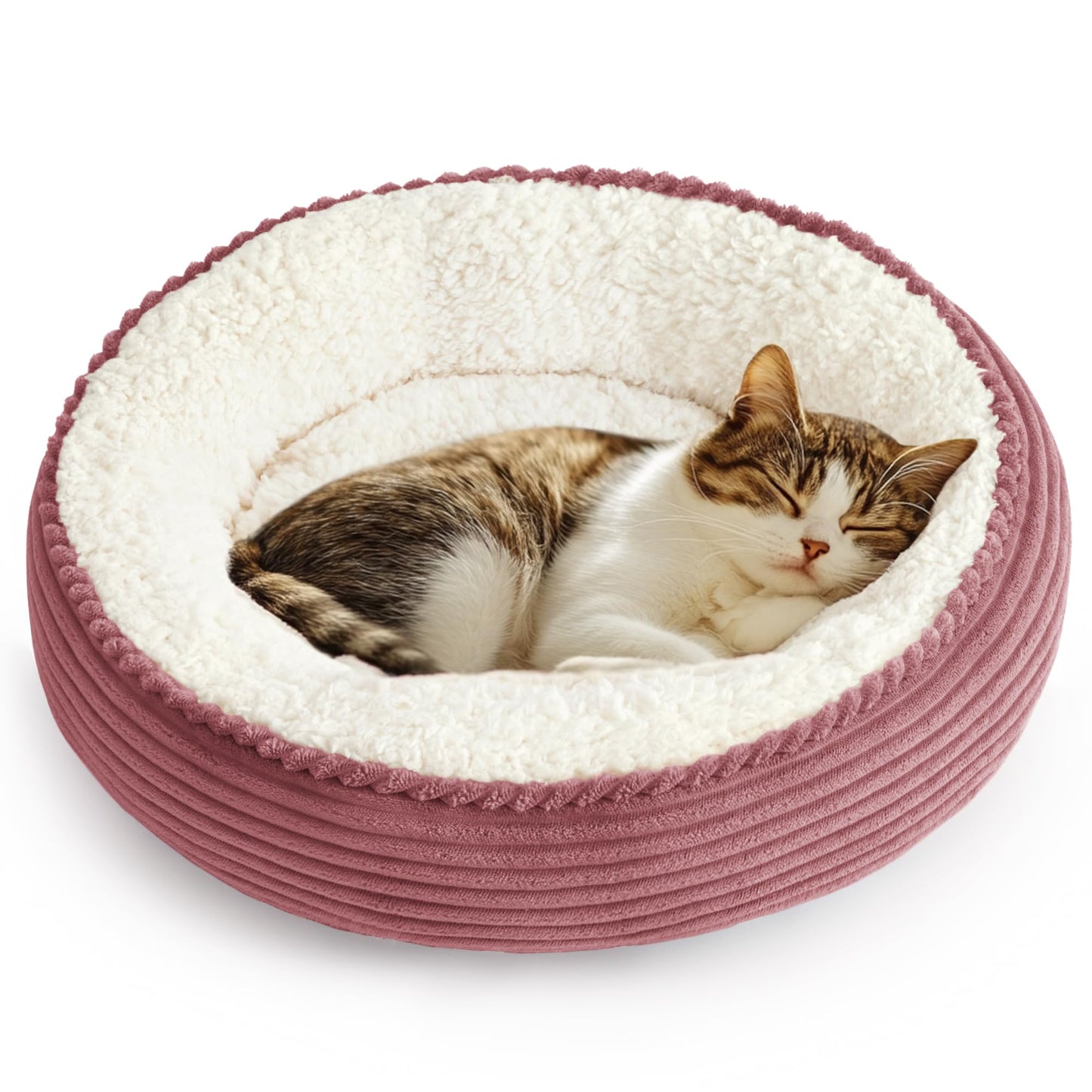 Round Donut Pet Bed with Washable Plush Cushion