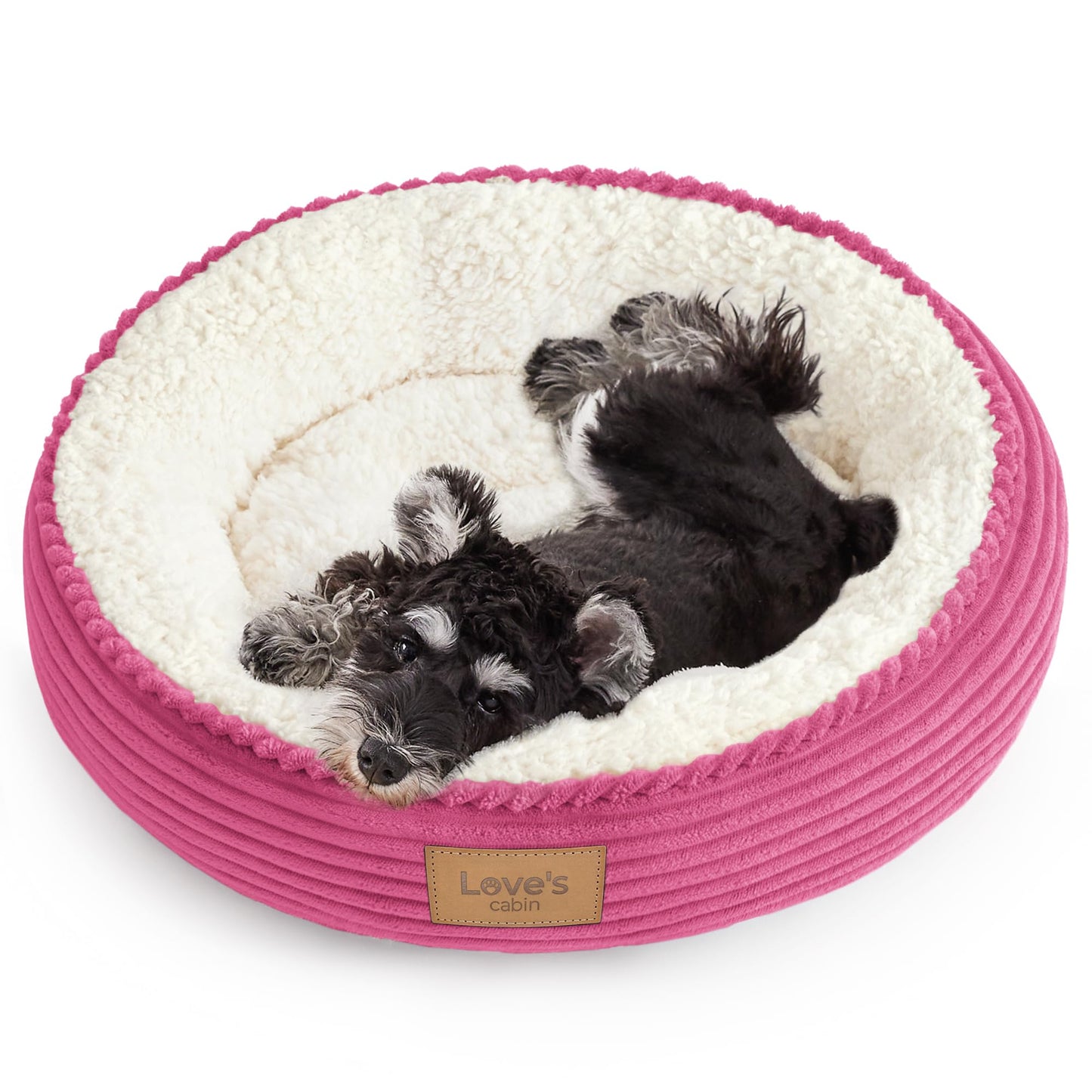Round Donut Pet Bed with Washable Plush Cushion