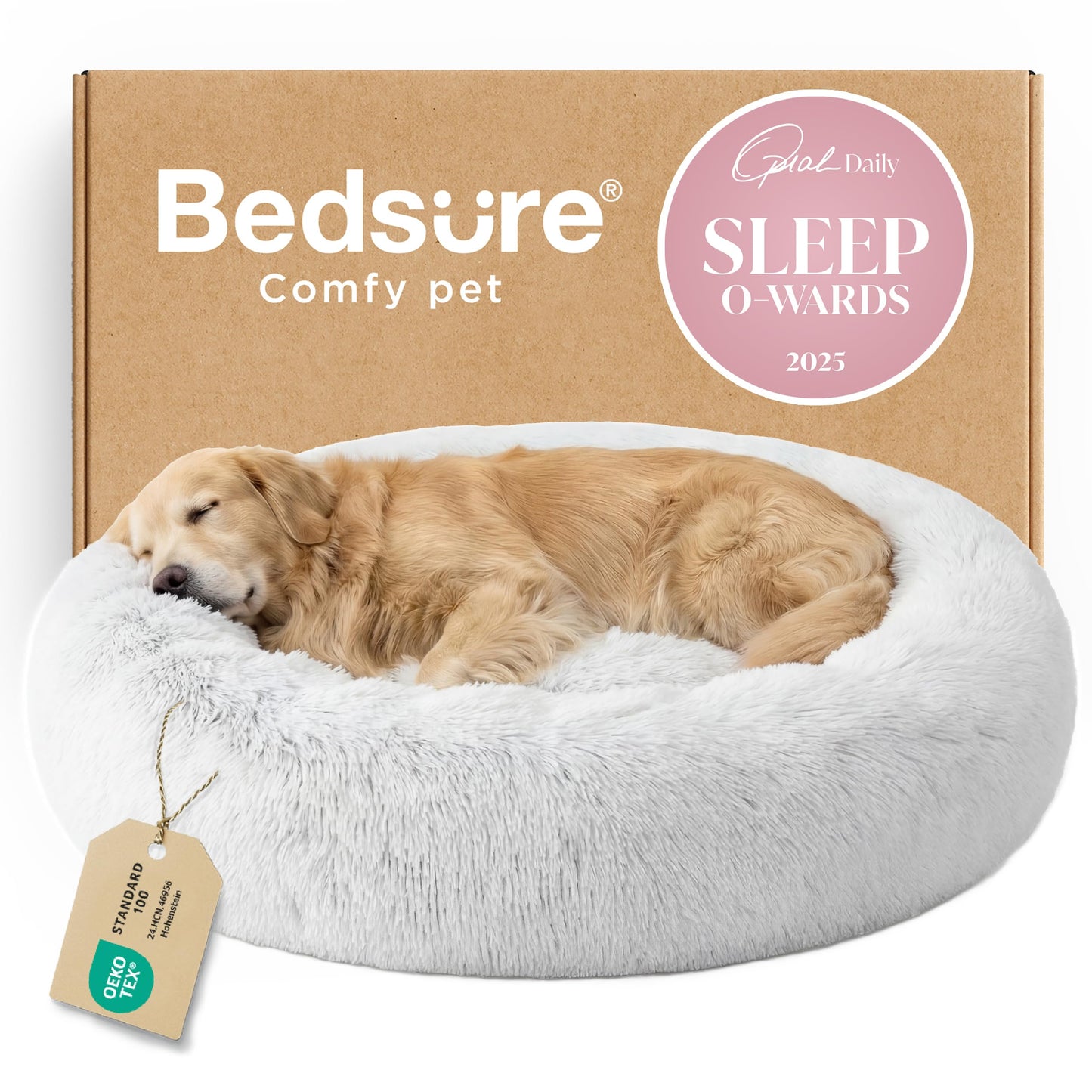 Calming Donut Dog Bed with Washable Faux Fur