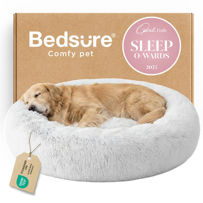Calming Donut Dog Bed with Washable Faux Fur