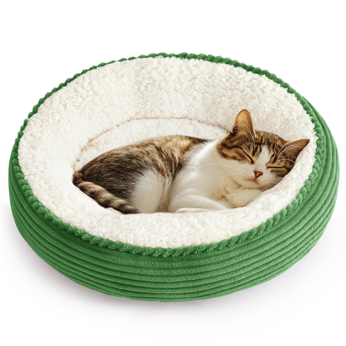 Round Donut Pet Bed with Washable Plush Cushion