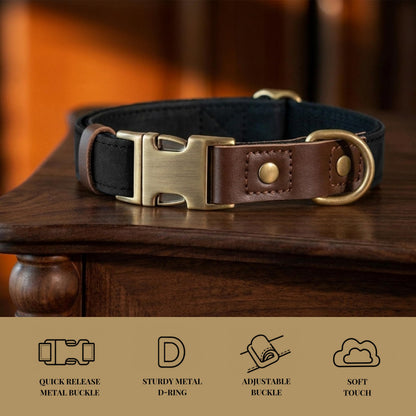 PU Leather Dog Collar with Soft Nylon Lining