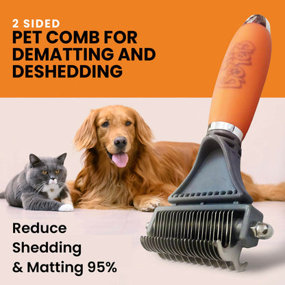 2-Sided Deshedding & Dematting Comb for Pets