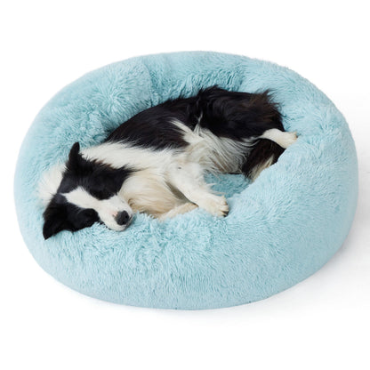 Calming Donut Dog Bed with Washable Faux Fur
