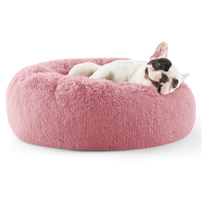 Calming Donut Dog Bed with Washable Faux Fur