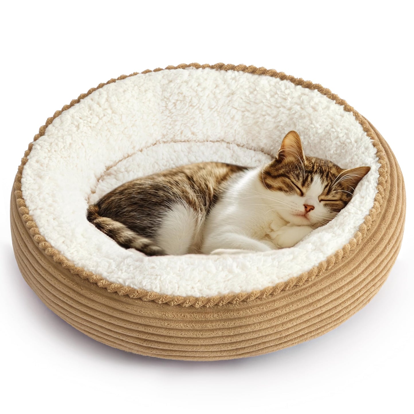 Round Donut Pet Bed with Washable Plush Cushion