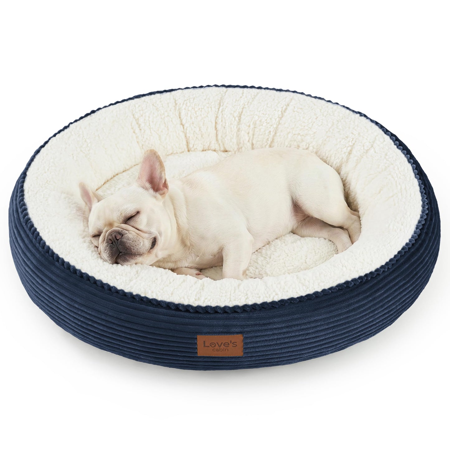 Round Donut Pet Bed with Washable Plush Cushion