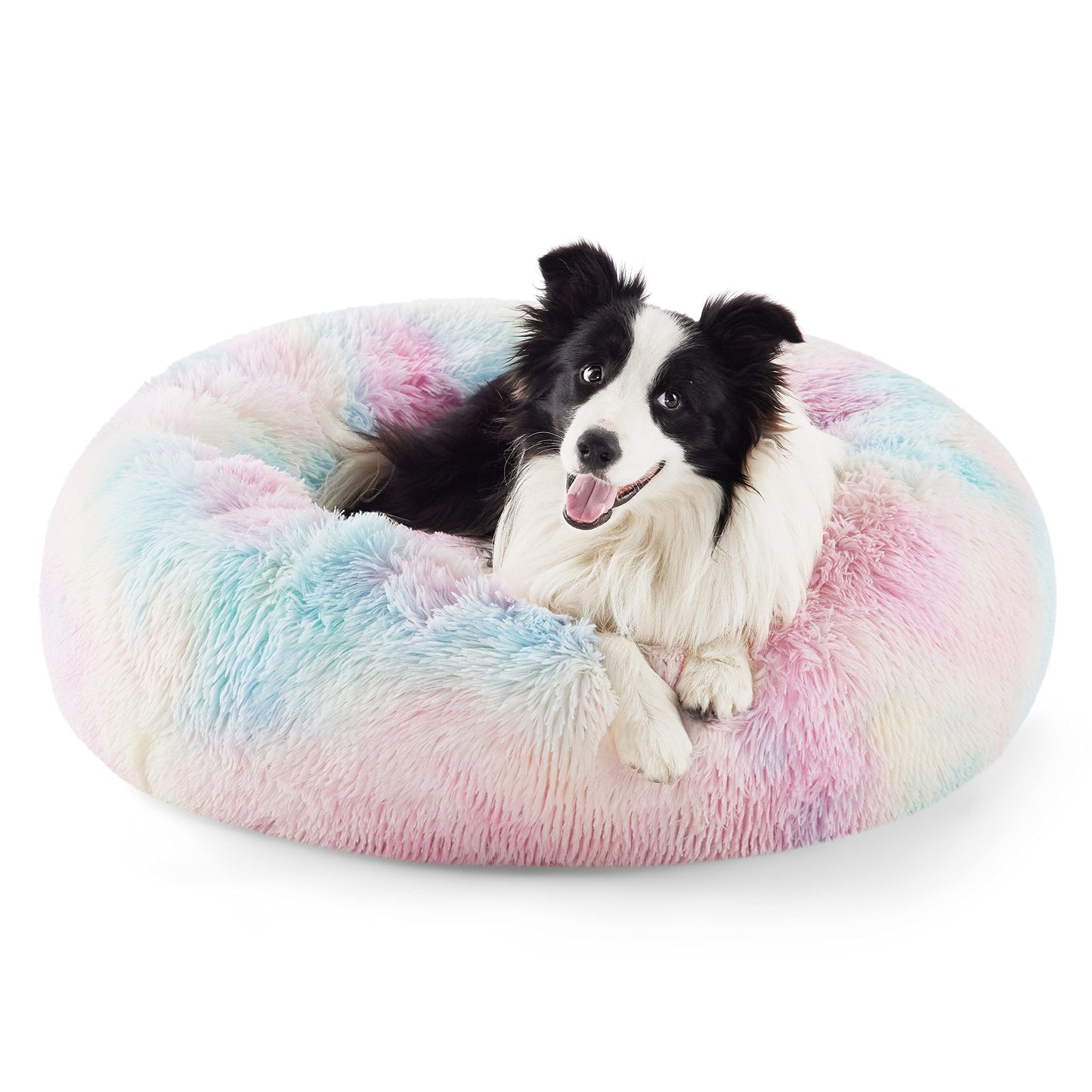 Calming Donut Dog Bed with Washable Faux Fur