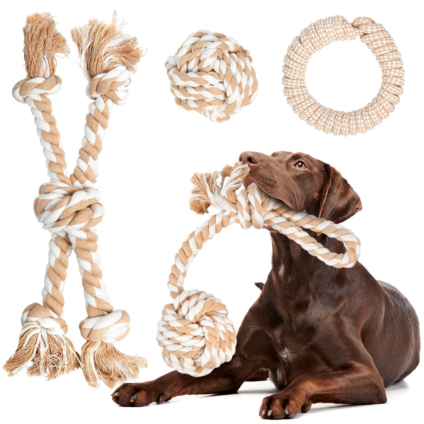 5-Knot Cotton Rope Dog Toy for Tug & Chew