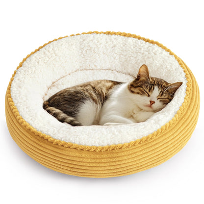 Round Donut Pet Bed with Washable Plush Cushion