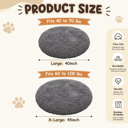 Soft Chenille Round Dog Bed for Large Dogs