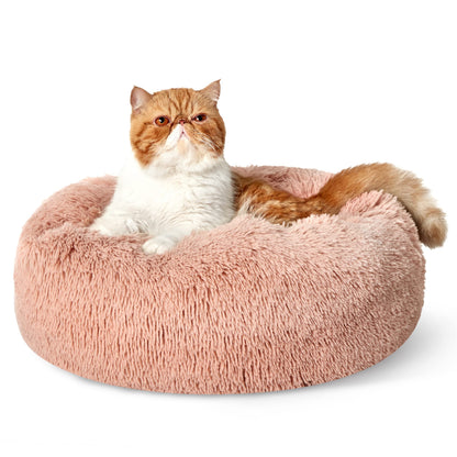 Calming Donut Dog Bed with Washable Faux Fur