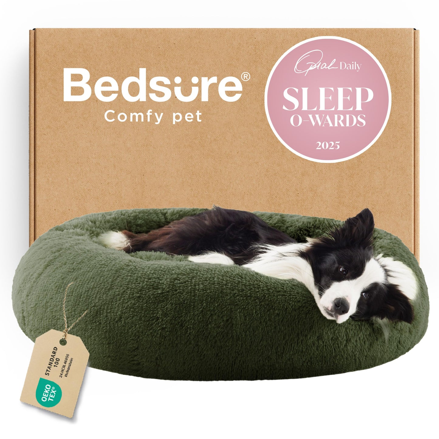 Calming Donut Dog Bed with Washable Faux Fur