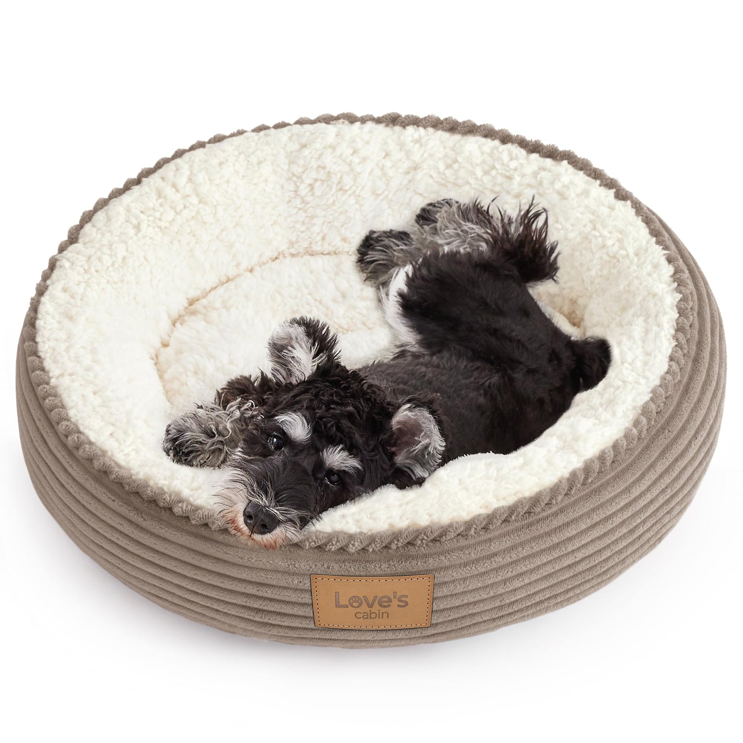 Round Donut Pet Bed with Washable Plush Cushion