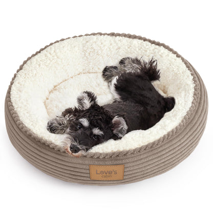 Round Donut Pet Bed with Washable Plush Cushion