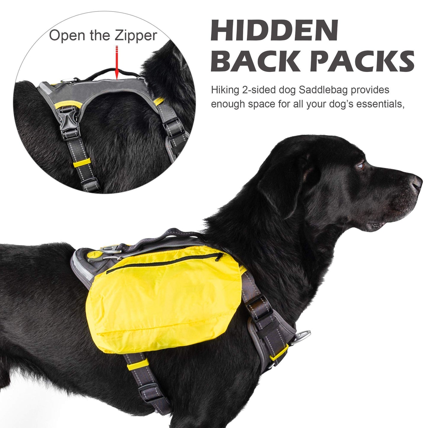 Dog Backpack Harness with Hidden Side Pockets