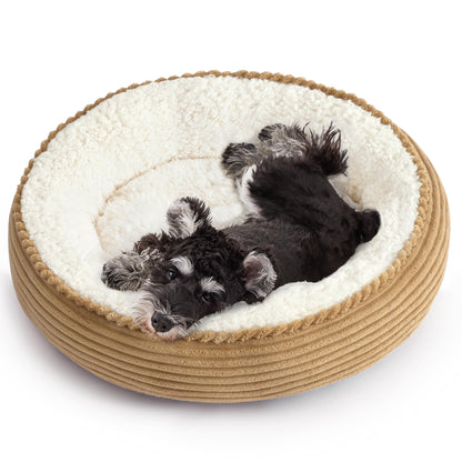 Round Donut Pet Bed with Washable Plush Cushion