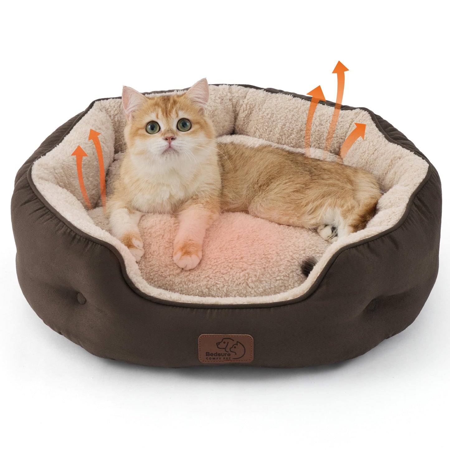 Washable Round Pet Bed for Small Dogs & Cats