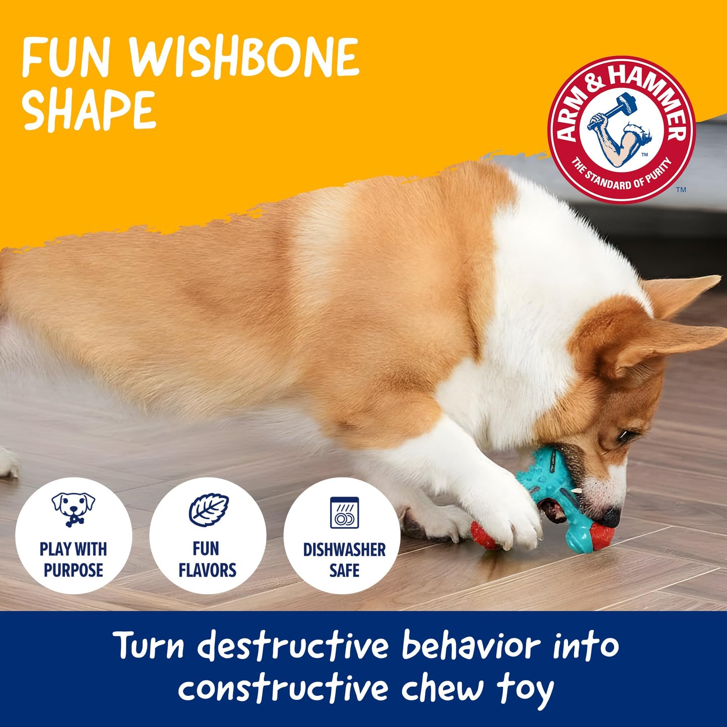Wishbone Dental Dog Chew Toy with Chicken Flavor