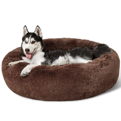 Calming Donut Dog Bed with Washable Faux Fur