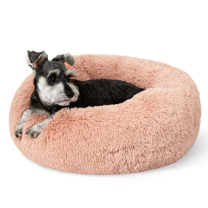 Calming Donut Dog Bed with Washable Faux Fur
