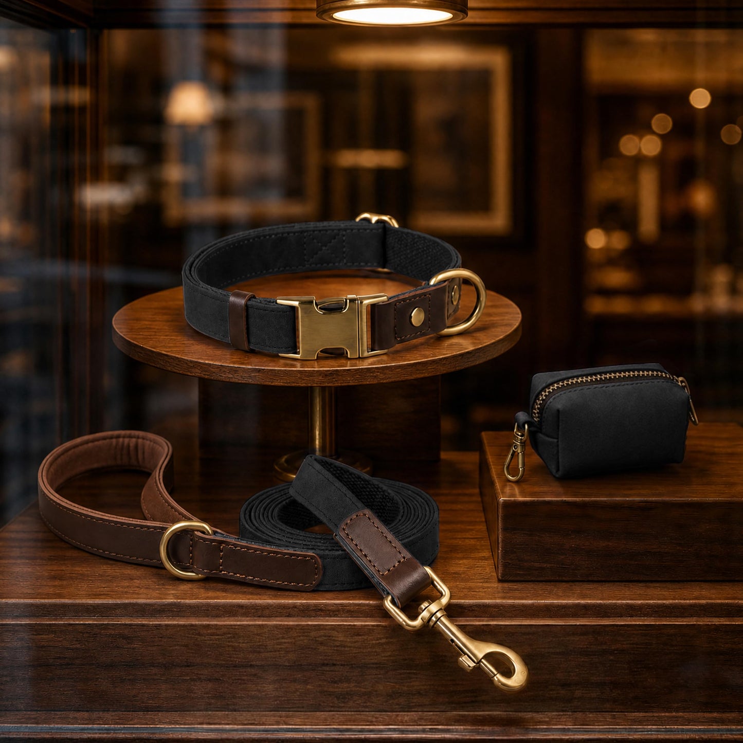 PU Leather Dog Collar with Soft Nylon Lining