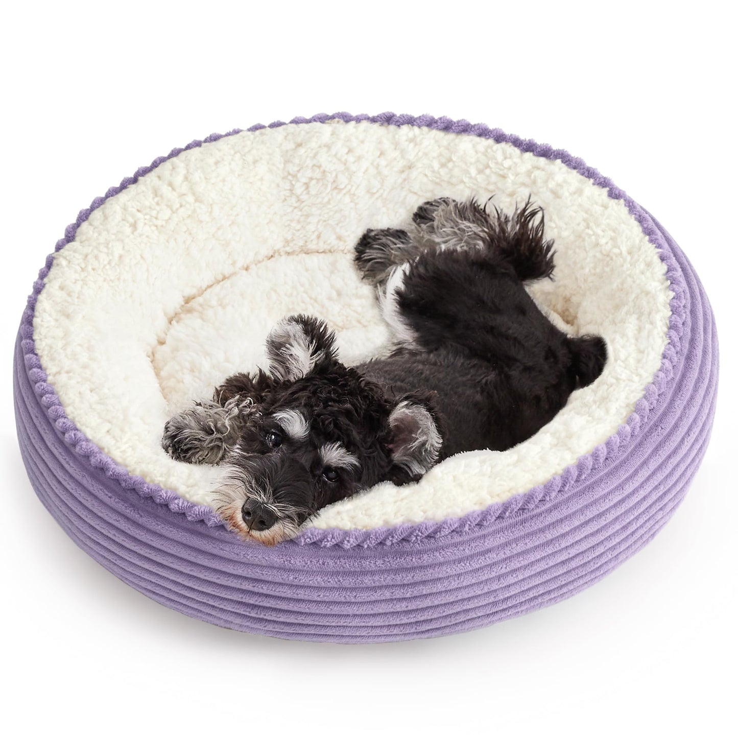 Round Donut Pet Bed with Washable Plush Cushion