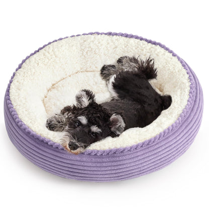 Round Donut Pet Bed with Washable Plush Cushion
